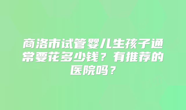 商洛市试管婴儿生孩子通常要花多少钱？有推荐的医院吗？
