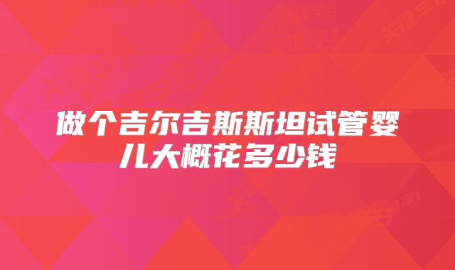 做个吉尔吉斯斯坦试管婴儿大概花多少钱
