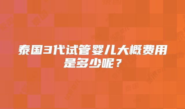 泰国3代试管婴儿大概费用是多少呢？