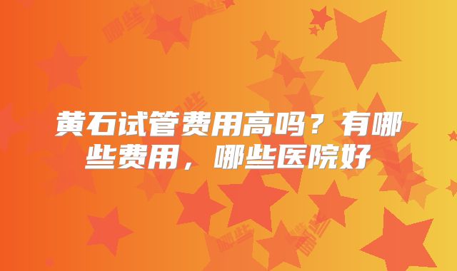 黄石试管费用高吗?有哪些费用,哪些医院好