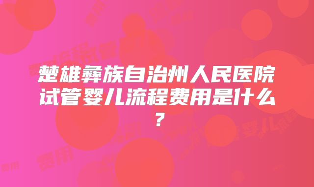楚雄彝族自治州人民医院试管婴儿流程费用是什么?