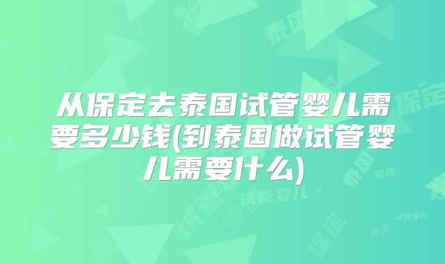 从保定去泰国试管婴儿需要多少钱(到泰国做试管婴儿需要什么)