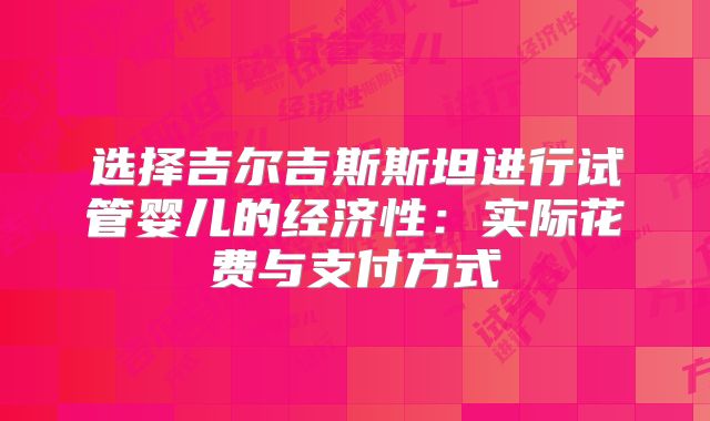 选择吉尔吉斯斯坦进行试管婴儿的经济性：实际花费与支付方式