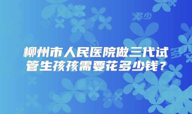 柳州市人民医院做三代试管生孩孩需要花多少钱？