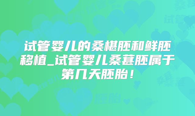试管婴儿的桑椹胚和鲜胚移植_试管婴儿桑葚胚属于第几天胚胎！