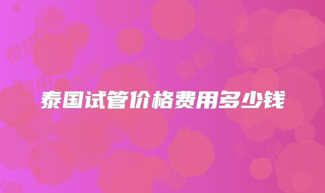 泰国试管价格费用多少钱