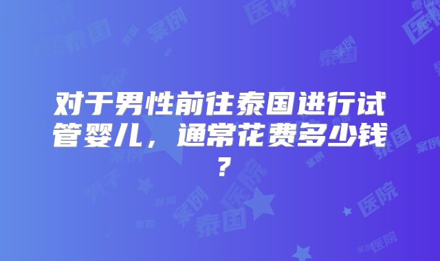对于男性前往泰国进行试管婴儿，通常花费多少钱？