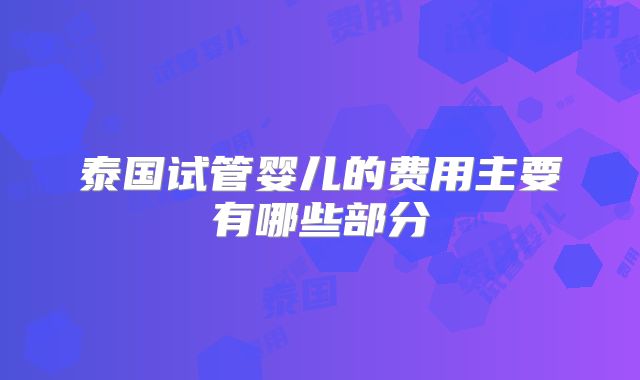泰国试管婴儿的费用主要有哪些部分