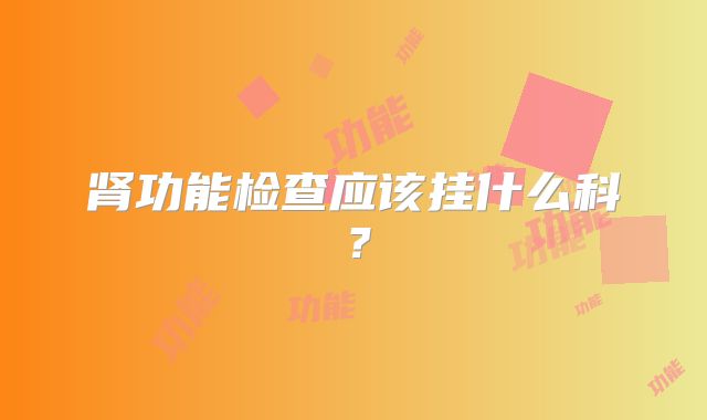 肾功能检查应该挂什么科？