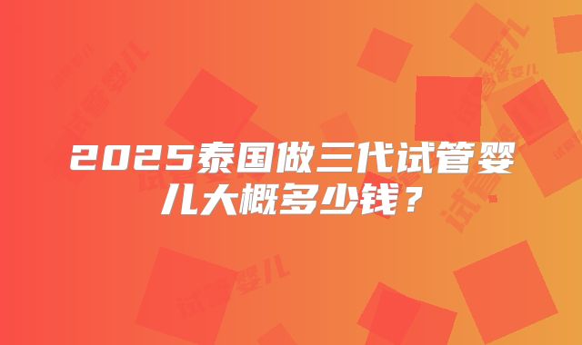 2025泰国做三代试管婴儿大概多少钱？