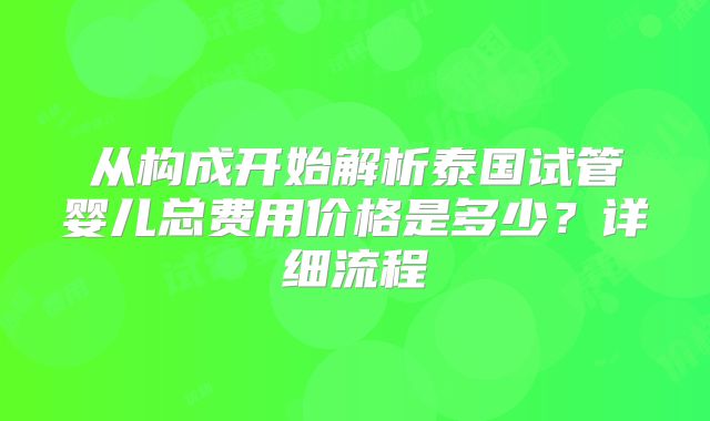 从构成开始解析泰国试管婴儿总费用价格是多少？详细流程