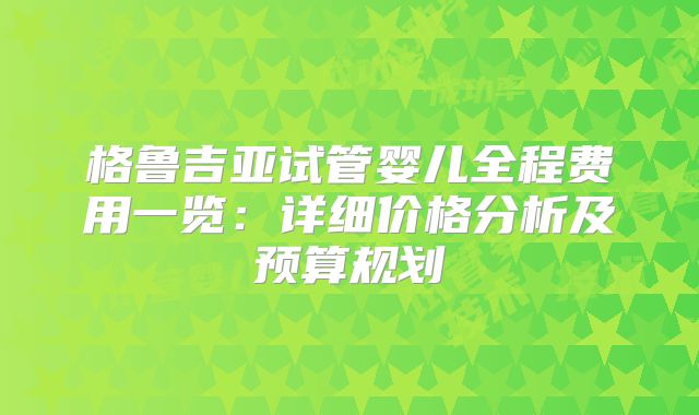 格鲁吉亚试管婴儿全程费用一览：详细价格分析及预算规划
