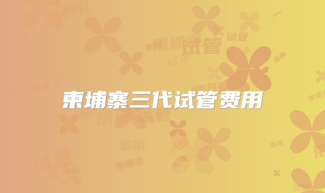 柬埔寨三代试管费用