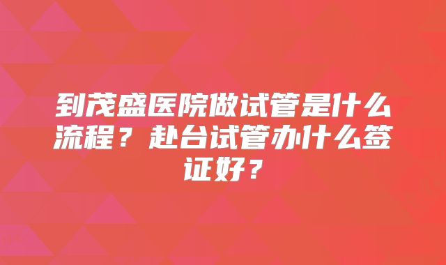 到茂盛医院做试管是什么流程？赴台试管办什么签证好？
