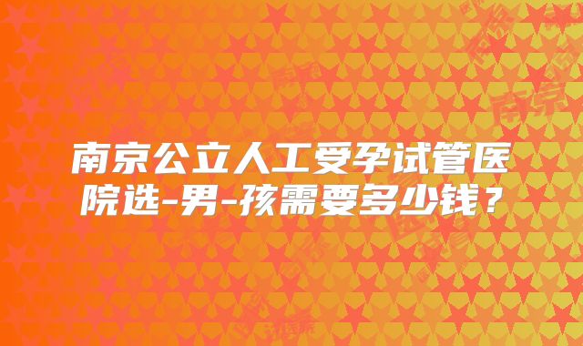南京公立人工受孕试管医院选-男-孩需要多少钱？