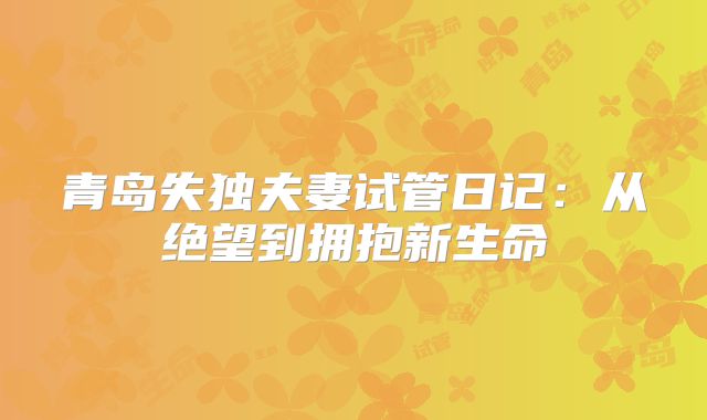 青岛失独夫妻试管日记：从绝望到拥抱新生命