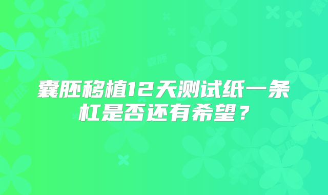 囊胚移植12天测试纸一条杠是否还有希望？