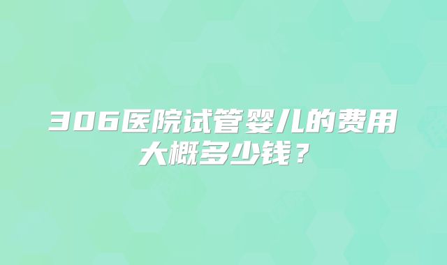 306医院试管婴儿的费用大概多少钱？