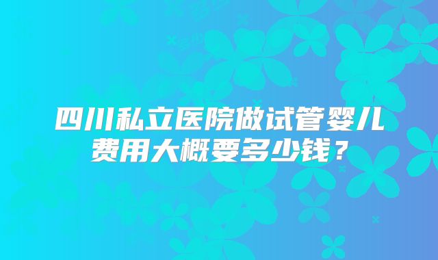 四川私立医院做试管婴儿费用大概要多少钱?