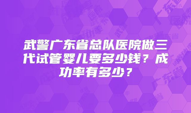 武警广东省总队医院做三代试管婴儿要多少钱？成功率有多少？