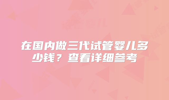 在国内做三代试管婴儿多少钱？查看详细参考