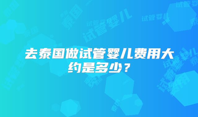 去泰国做试管婴儿费用大约是多少？