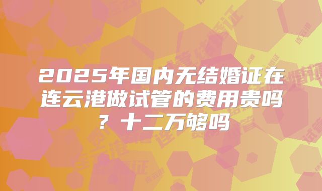 2025年国内无结婚证在连云港做试管的费用贵吗？十二万够吗