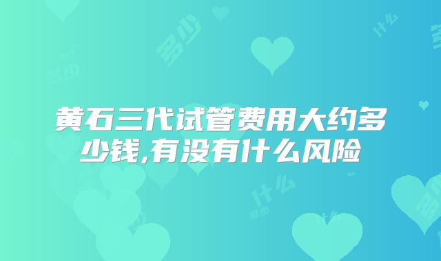 黄石三代试管费用大约多少钱,有没有什么风险