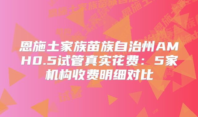 恩施土家族苗族自治州AMH0.5试管真实花费：5家机构收费明细对比