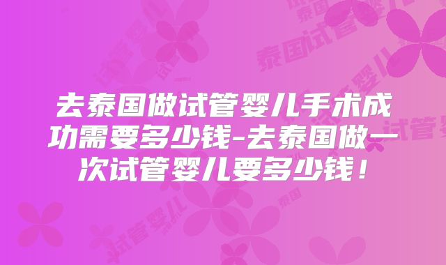 去泰国做试管婴儿手术成功需要多少钱-去泰国做一次试管婴儿要多少钱!