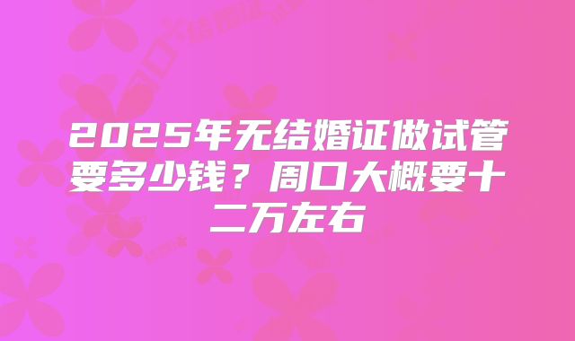 2025年无结婚证做试管要多少钱？周口大概要十二万左右
