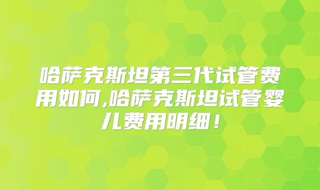 哈萨克斯坦第三代试管费用如何,哈萨克斯坦试管婴儿费用明细!