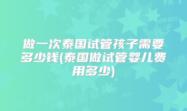 做一次泰国试管孩子需要多少钱(泰国做试管婴儿费用多少)