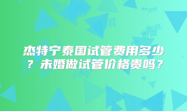 杰特宁泰国试管费用多少？未婚做试管价格贵吗？