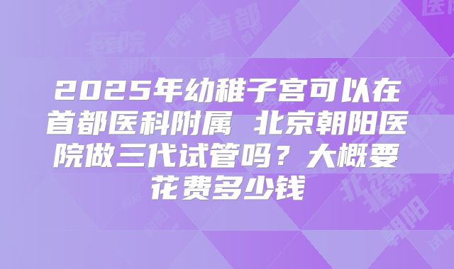 2025年幼稚子宫可以在首都医科附属 北京朝阳医院做三代试管吗？大概要花费多少钱
