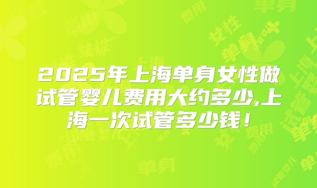 2025年上海单身女性做试管婴儿费用大约多少,上海一次试管多少钱！