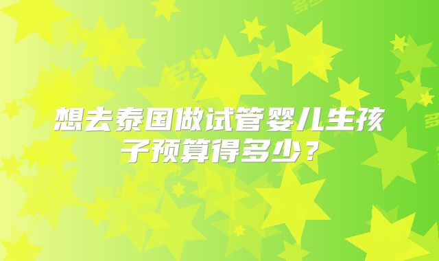 想去泰国做试管婴儿生孩子预算得多少?
