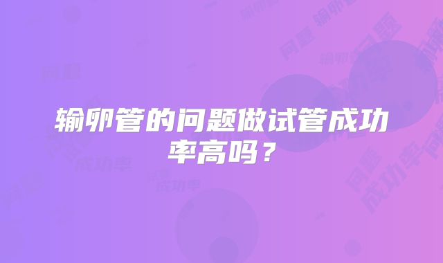 输卵管的问题做试管成功率高吗？