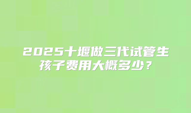 2025十堰做三代试管生孩子费用大概多少?
