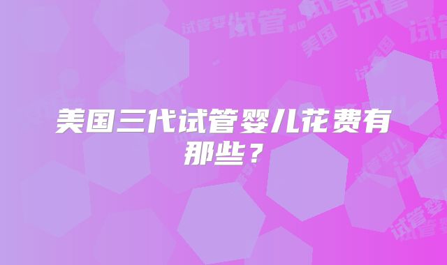 美国三代试管婴儿花费有那些?