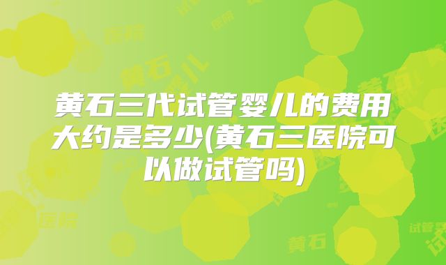 黄石三代试管婴儿的费用大约是多少(黄石三医院可以做试管吗)