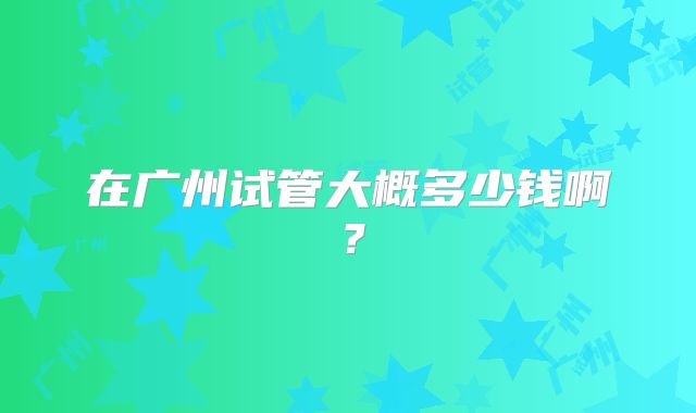 在广州试管大概多少钱啊？