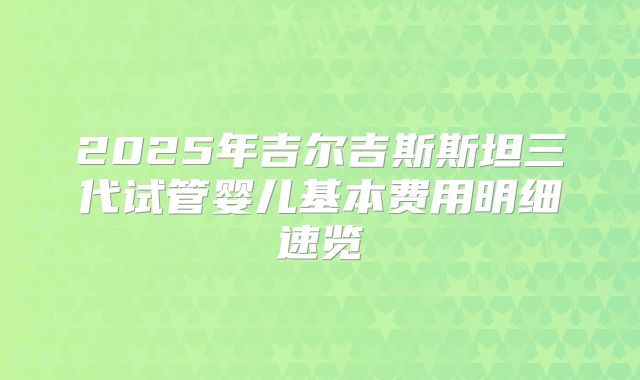 2025年吉尔吉斯斯坦三代试管婴儿基本费用明细速览