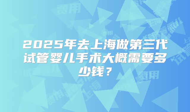 2025年去上海做第三代试管婴儿手术大概需要多少钱?