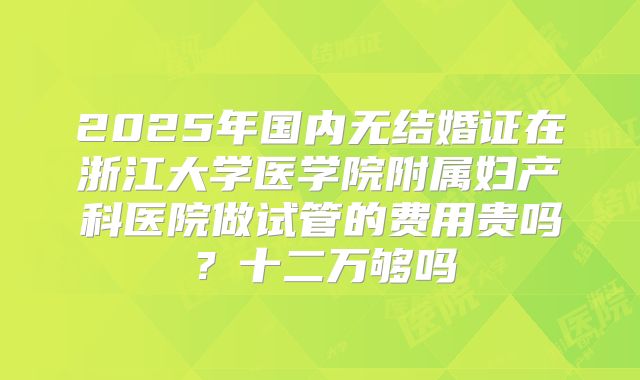 2025年国内无结婚证在浙江大学医学院附属妇产科医院做试管的费用贵吗？十二万够吗