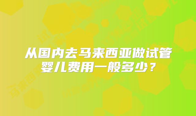 从国内去马来西亚做试管婴儿费用一般多少？