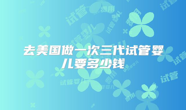 去美国做一次三代试管婴儿要多少钱