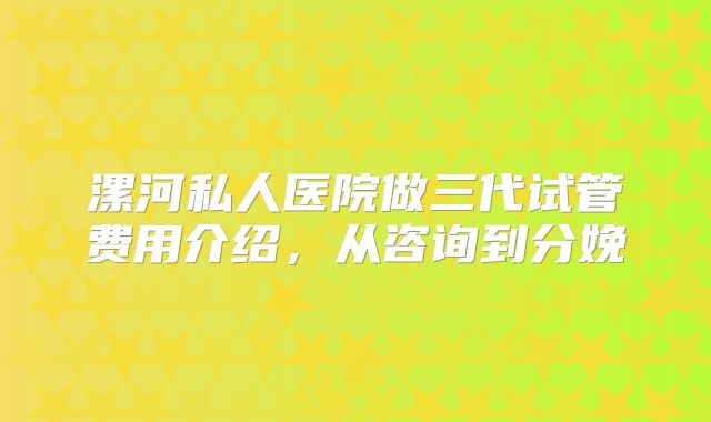 漯河私人医院做三代试管费用介绍，从咨询到分娩