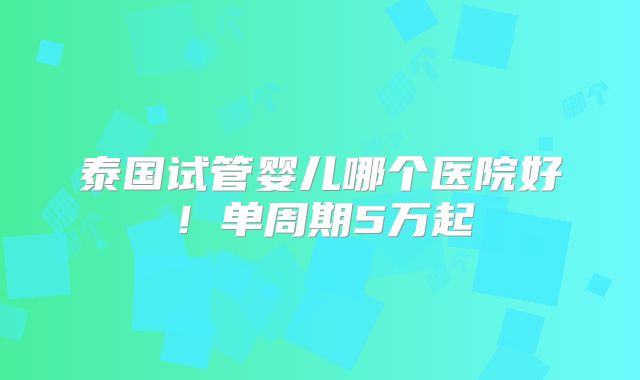 泰国试管婴儿哪个医院好！单周期5万起