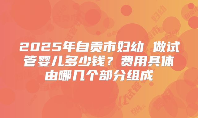 2025年自贡市妇幼 做试管婴儿多少钱？费用具体由哪几个部分组成